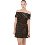 Geometric Abstract Pattern Line Off Shoulder Chiffon Dress