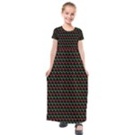 Geometric Abstract Pattern Line Kids  Short Sleeve Maxi Dress