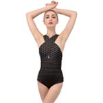 Geometric Abstract Pattern Line Cross Front Low Back Swimsuit