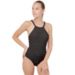 Geometric Abstract Pattern Line High Neck One Piece Swimsuit