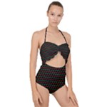 Geometric Abstract Pattern Line Scallop Top Cut Out Swimsuit