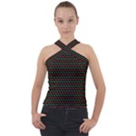 Geometric Abstract Pattern Line Cross Neck Velour Top