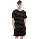 Geometric Abstract Pattern Line Men s Mesh T-Shirt and Shorts Set