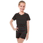 Geometric Abstract Pattern Line Kids  Mesh T-Shirt and Shorts Set