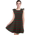 Geometric Abstract Pattern Line Tie Up Tunic Dress