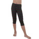 Geometric Abstract Pattern Line Kids  Lightweight Velour Capri Leggings 