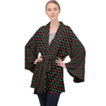 Geometric Abstract Pattern Line Long Sleeve Velvet Kimono 