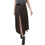 Geometric Abstract Pattern Line Velour Split Maxi Skirt