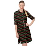 Geometric Abstract Pattern Line Long Sleeve Mini Shirt Dress