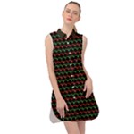 Geometric Abstract Pattern Line Sleeveless Shirt Dress