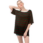 Geometric Abstract Pattern Line Oversized Chiffon Top