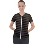 Geometric Abstract Pattern Line Short Sleeve Zip Up Jacket