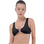 Geometric Abstract Pattern Line Ring Detail Bikini Top