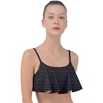 Geometric Abstract Pattern Line Frill Bikini Top