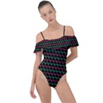 Geometric Abstract Pattern Line Frill Detail One Piece Swimsuit