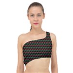 Geometric Abstract Pattern Line Spliced Up Bikini Top 