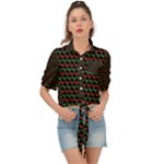 Geometric Abstract Pattern Line Tie Front Shirt 