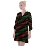 Geometric Abstract Pattern Line Open Neck Shift Dress