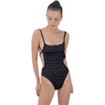 Geometric Abstract Pattern Line Tie Strap One Piece Swimsuit