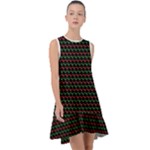 Geometric Abstract Pattern Line Frill Swing Dress