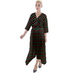 Geometric Abstract Pattern Line Quarter Sleeve Wrap Front Maxi Dress