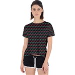 Geometric Abstract Pattern Line Open Back Sport T-Shirt