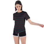 Geometric Abstract Pattern Line Asymmetrical Short Sleeve Sports T-Shirt