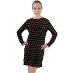 Geometric Abstract Pattern Line Long Sleeve Hoodie Dress