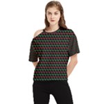 Geometric Abstract Pattern Line One Shoulder Cut Out T-Shirt