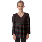 Geometric Abstract Pattern Line Kids  V Neck Casual Top