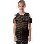 Geometric Abstract Pattern Line Fold Over Open Sleeve Top