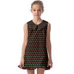 Geometric Abstract Pattern Line Kids  Pilgrim Collar Ruffle Hem Dress