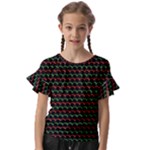 Geometric Abstract Pattern Line Kids  Cut Out Flutter Sleeves