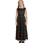 Geometric Abstract Pattern Line Kids  Satin Sleeveless Maxi Dress