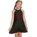 Geometric Abstract Pattern Line Kids  Halter Collar Waist Tie Chiffon Dress