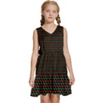 Geometric Abstract Pattern Line Kids  Sleeveless Tiered Mini Dress