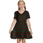 Geometric Abstract Pattern Line Kids  Short Sleeve Tiered Mini Dress