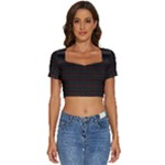 Geometric Abstract Pattern Line Short Sleeve Square Neckline Crop Top 