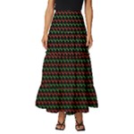 Geometric Abstract Pattern Line Tiered Ruffle Maxi Skirt