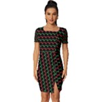 Geometric Abstract Pattern Line Fitted Knot Split End Bodycon Dress