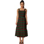 Geometric Abstract Pattern Line Square Neckline Tiered Midi Dress