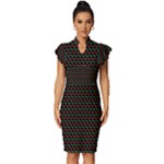 Geometric Abstract Pattern Line Vintage Frill Sleeve V-Neck Bodycon Dress