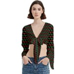 Geometric Abstract Pattern Line Trumpet Sleeve Cropped Top