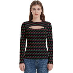 Geometric Abstract Pattern Line Women s Cut Out Long Sleeve T