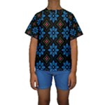 Flower Pattern Flora Floral Seamless Kids  Short Sleeve Swimwear