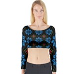 Flower Pattern Flora Floral Seamless Long Sleeve Crop Top