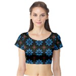 Flower Pattern Flora Floral Seamless Short Sleeve Crop Top