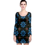 Flower Pattern Flora Floral Seamless Long Sleeve Bodycon Dress