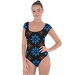 Flower Pattern Flora Floral Seamless Short Sleeve Leotard 