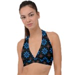 Flower Pattern Flora Floral Seamless Halter Plunge Bikini Top